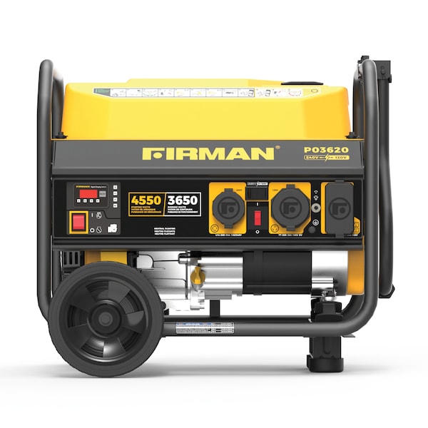 Firman Portable Generator, Gasoline, 3,650 W Rated, 4,550 W Surge, Electric, Recoil Start, 120/240V AC P03620 - main